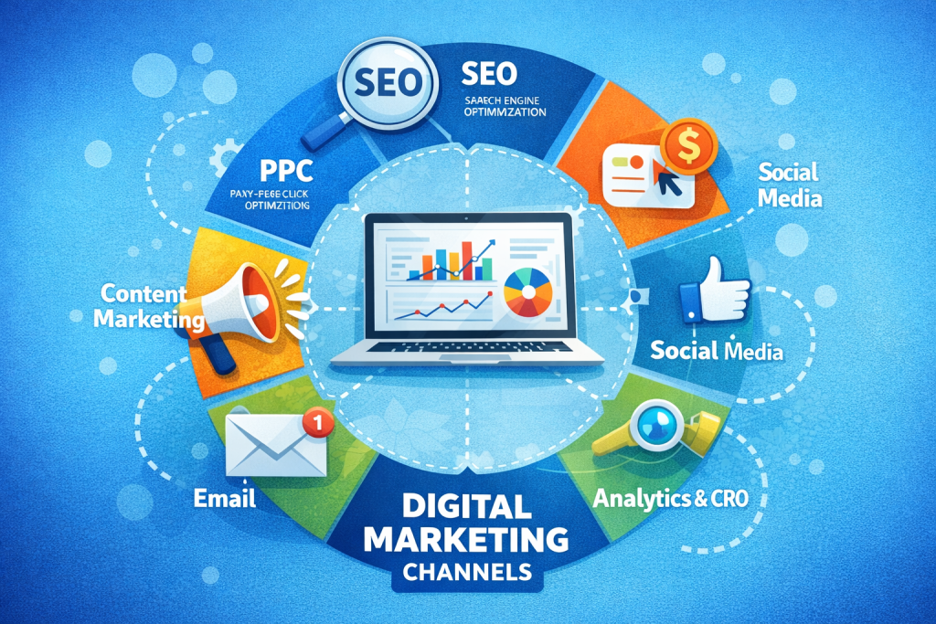 "Scope of Digital Marketing — icons for SEO, social, email, analytics" — Suggested filename: scope-digital-marketing-hero.jpg)