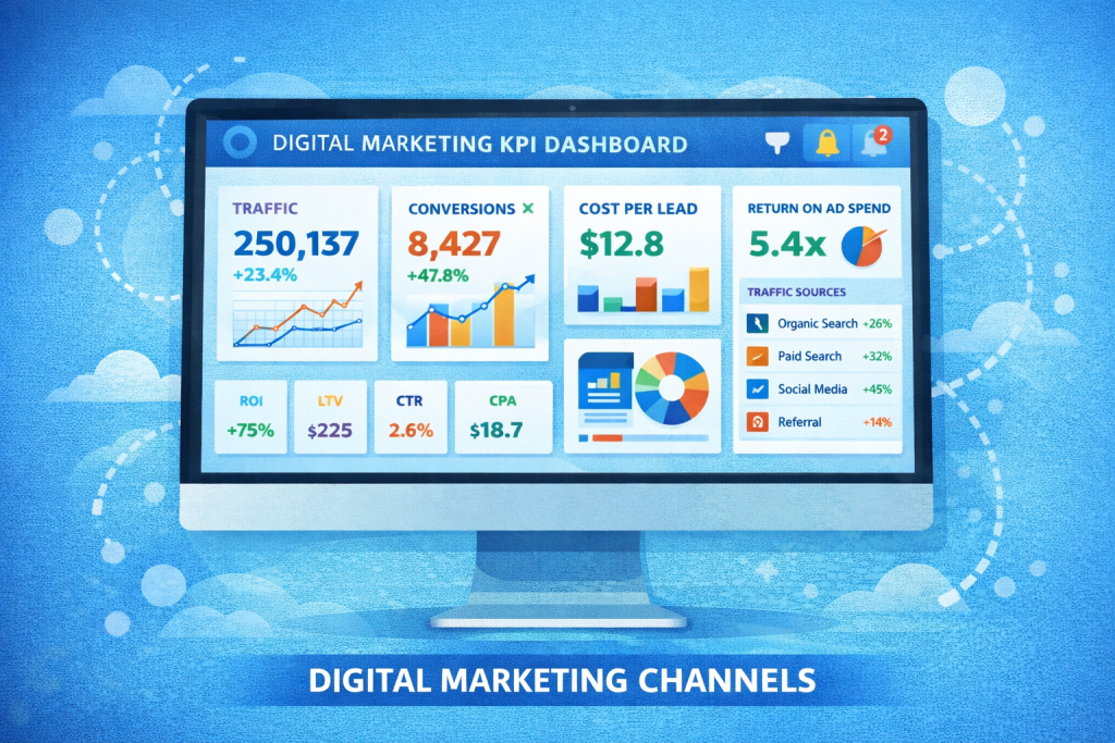 Digital marketing KPI dsahboard